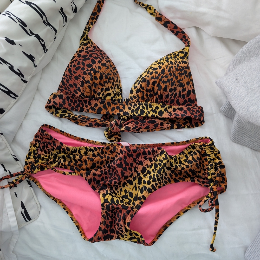 Leopard Print Bikini with Pink Accents